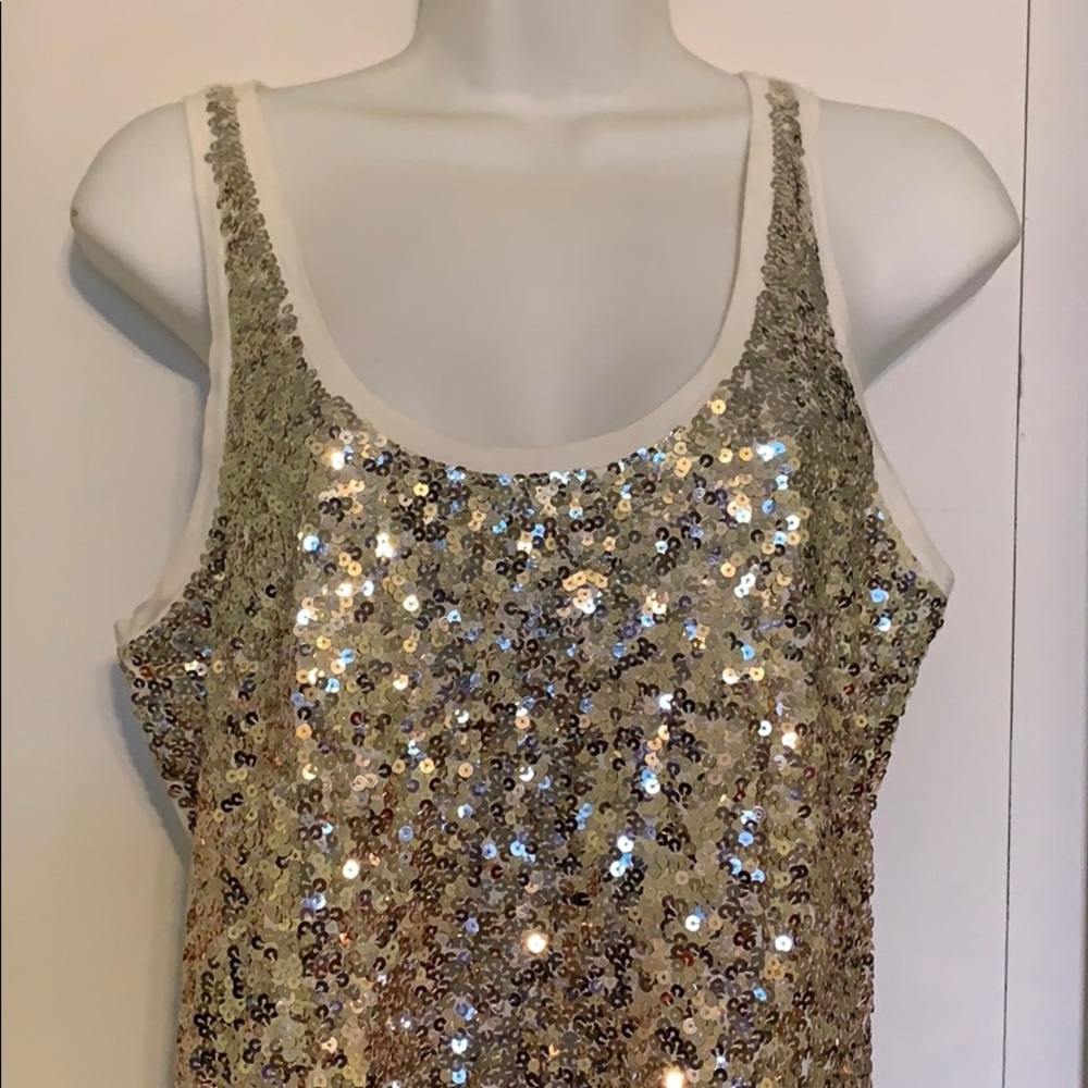 Express Sequined Racerback Tank Top Medium - Picture 2 of 5